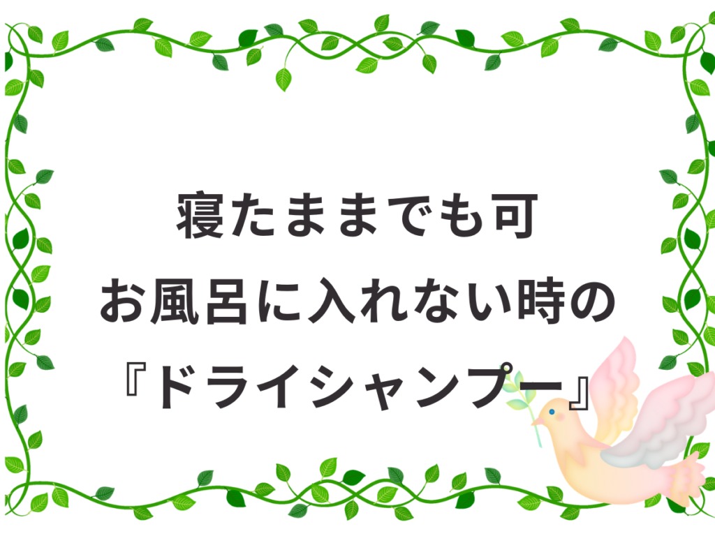 寝たまま可 入浴介護が出来ない時のドライシャンプーおすすめ特集 介護職のおはなし