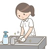手洗いをする女性看護師
